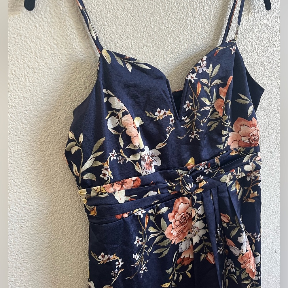 NWOT Lulus My Favorite Day Navy Floral Print Tulip Skirt Midi Dress MD - Picture 5 of 13